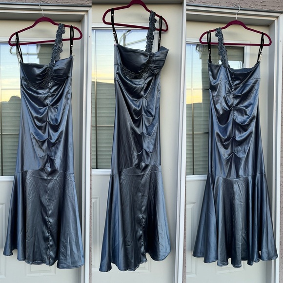 Ba Nites Dresses & Skirts - Y2K Colour Shifting Beaded Formal Gown with Asymmetrical Strap